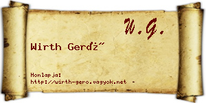 Wirth Gerő névjegykártya